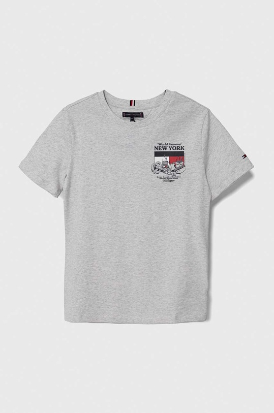 Tommy Hilfiger t-shirt bawełniany dziecięcy nadruk szary KB0KB08931.PPYH
