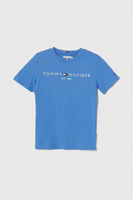 Παιδικό βαμβακερό μπλουζάκι Tommy Hilfiger στάμπα μπλε KS0KS00397.128.176.PPYH