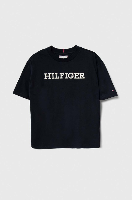 Dětské bavlněné tričko Tommy Hilfiger kulatý námořnická modř KS0KS00538.128.176.PPYH