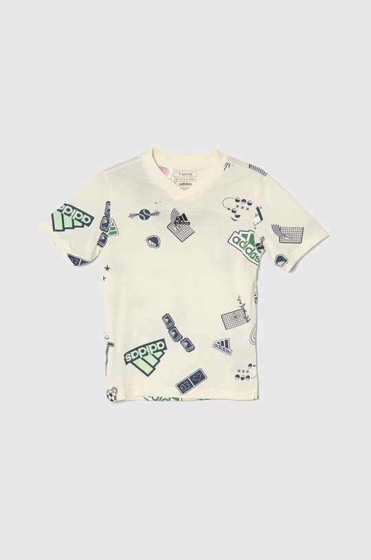 adidas t-shirt bawełniany dziecięcy wzorzyste żółty IS3760