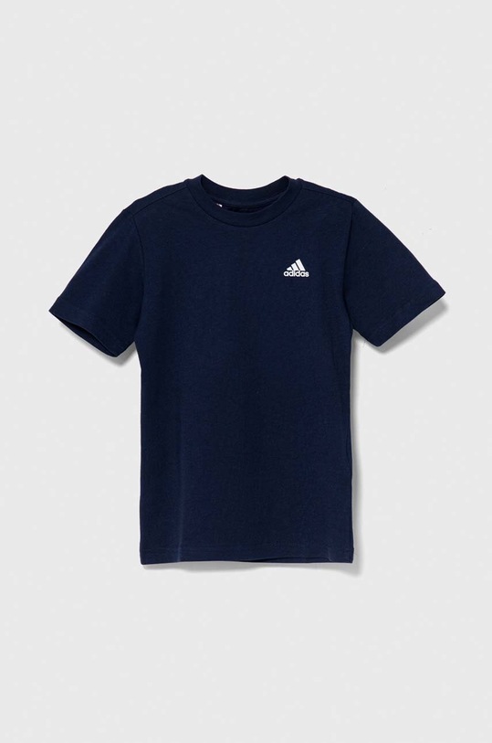 Otroška bombažna kratka majica adidas IY3199 mornarsko modra SS24
