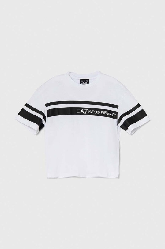 EA7 Emporio Armani t-shirt bawełniany dziecięcy nadruk biały 3DBT58.BJ02Z