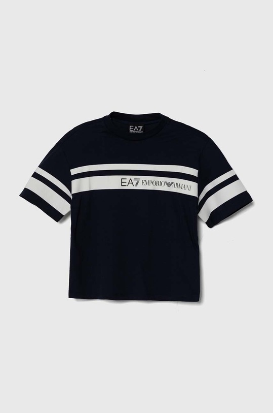 EA7 Emporio Armani t-shirt bawełniany dziecięcy nadruk granatowy 3DBT58.BJ02Z