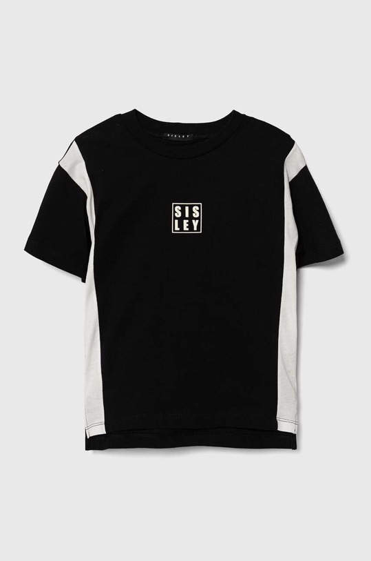 Sisley t-shirt bawełniany dziecięcy nadruk czarny 3096X1044.G.Seasonal