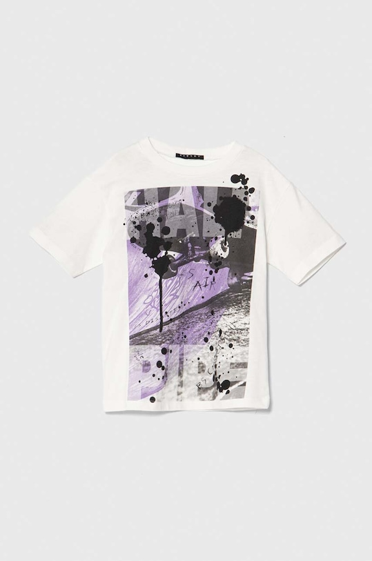 Sisley t-shirt bawełniany dziecięcy nadruk biały 3096X1045.G.Seasonal