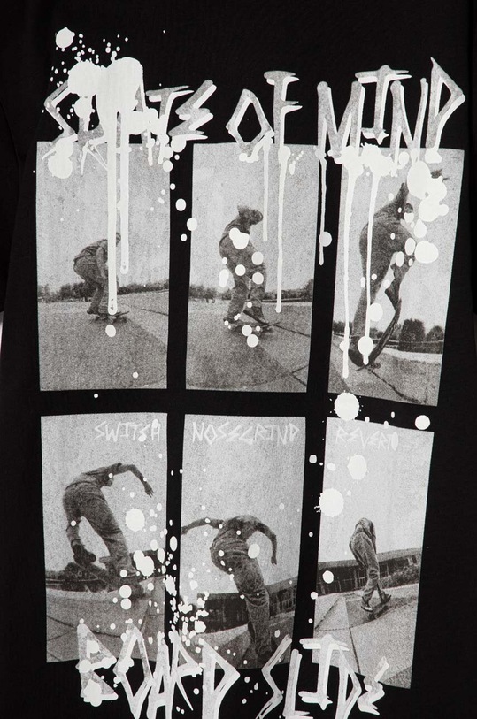 Chłopiec Sisley t-shirt bawełniany dziecięcy 3096X1045.G.Seasonal czarny