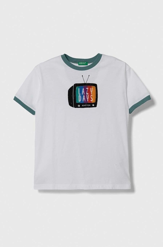 United Colors of Benetton t-shirt bawełniany dziecięcy nadruk biały 3096C10HI.G.Seasonal