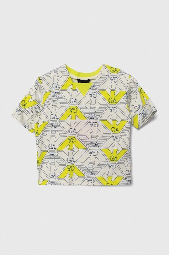 Emporio Armani t-shirt bawełniany dziecięcy wzorzyste zielony 3D4TJA.4J5UZ