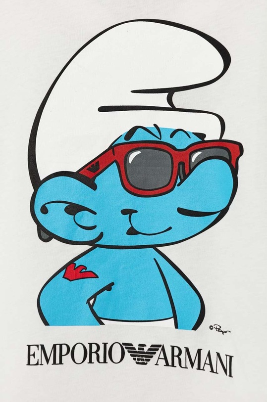 Chłopiec Emporio Armani t-shirt bawełniany dziecięcy The Smurfs 3D4TJN.3J52Z biały