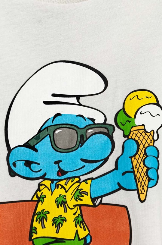 Chłopiec Emporio Armani t-shirt bawełniany dziecięcy The Smurfs 3D4TJN.3J52Z biały