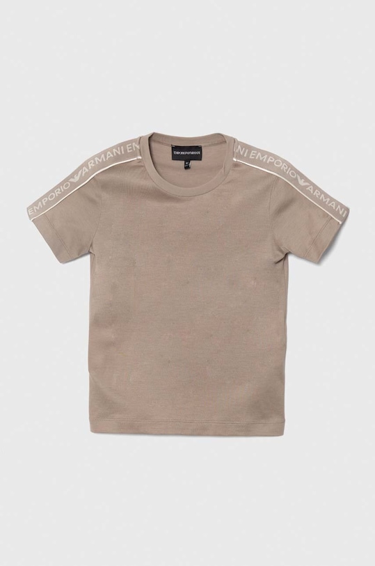 Emporio Armani tricou din bumbac imprimeu maro 3D4TD3.1JUVZ