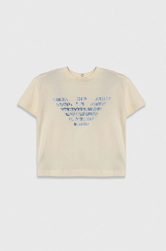 Emporio Armani t-shirt bawełniany niemowlęcy nadruk beżowy 3DHTJ1.4J5UZ