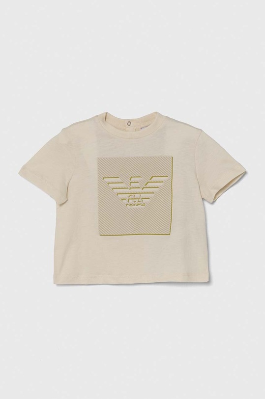 Emporio Armani t-shirt bawełniany niemowlęcy nadruk beżowy 3DHTJR.3J51Z