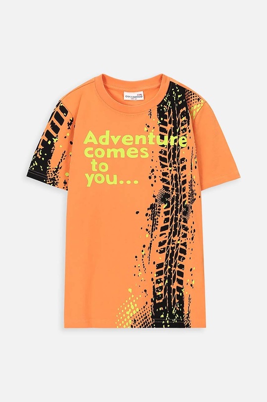 Coccodrillo t-shirt bawełniany dziecięcy nadruk pomarańczowy WC4143211VBA
