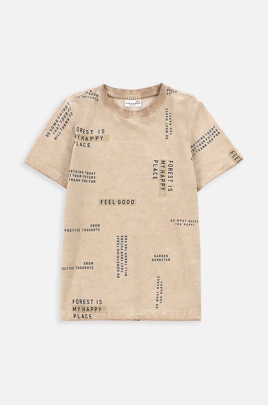 Coccodrillo t-shirt bawełniany dziecięcy WC4143204NAJ beżowy SS24