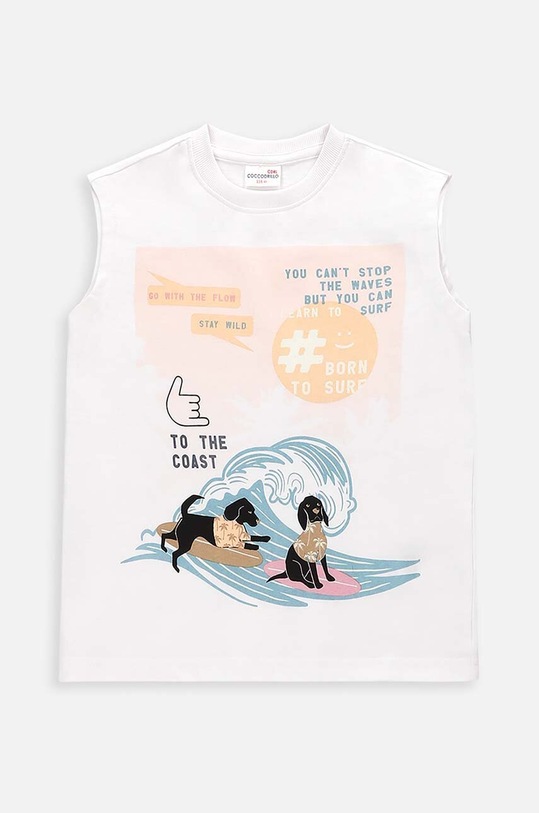 Coccodrillo top bawełniany dziecięcy nadruk biały WC4143302NWK