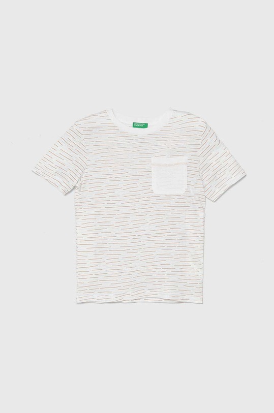 Dětské tričko s příměsí lnu United Colors of Benetton s příměsí lnu bílá 362PC10HL.G.Seasonal