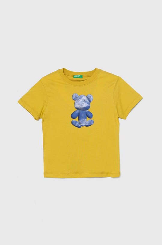 United Colors of Benetton tricou de bumbac pentru copii print galben 3I1XG10ED.P.Seasonal
