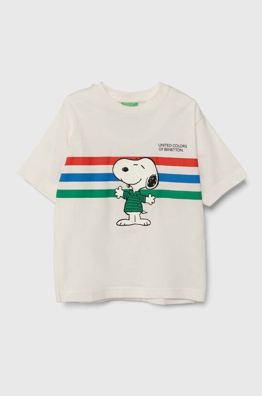United Colors of Benetton t-shirt in cotone per bambini X Peanuts personaggi dei cartoni animati bianco 3096C10J9.G.Seasonal