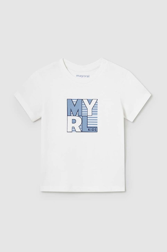 Μωρό βαμβακερό μπλουζάκι Mayoral στάμπα λευκό 106.3K.Baby.PPYH