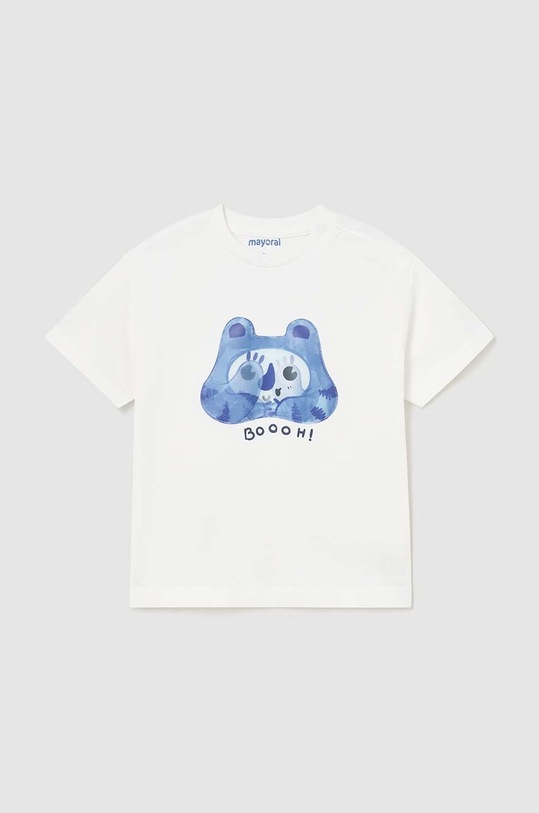 Μωρό βαμβακερό μπλουζάκι Mayoral στάμπα λευκό 1025.3H.Baby.PPYH