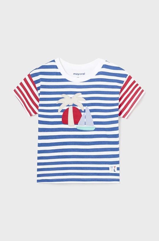 Mayoral t-shirt bawełniany niemowlęcy wzorzyste niebieski 1027.3K.Baby.PPYH