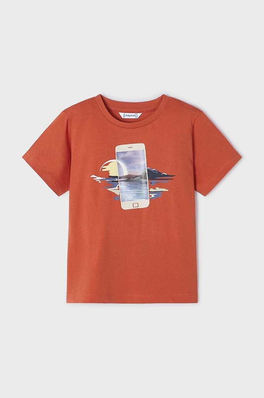 Παιδικό βαμβακερό μπλουζάκι Mayoral 3003.5C.Mini.PPYH κόκκινο SS24