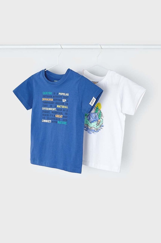 Παιδικό βαμβακερό μπλουζάκι Mayoral 2-pack στάμπα μπλε 3005.5D.Mini.PPYH