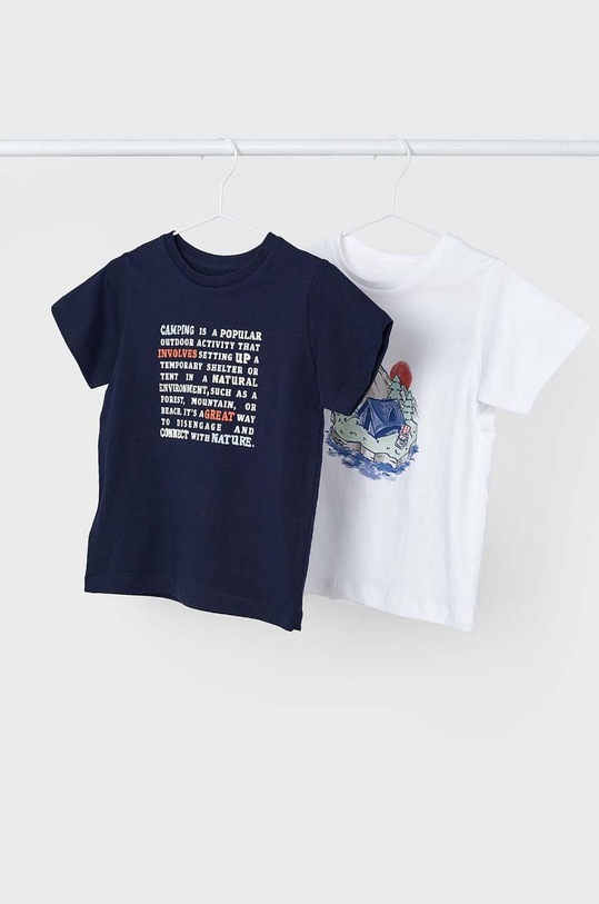 Mayoral t-shirt bawełniany dziecięcy 2-pack nadruk granatowy 3005.5D.Mini.PPYH