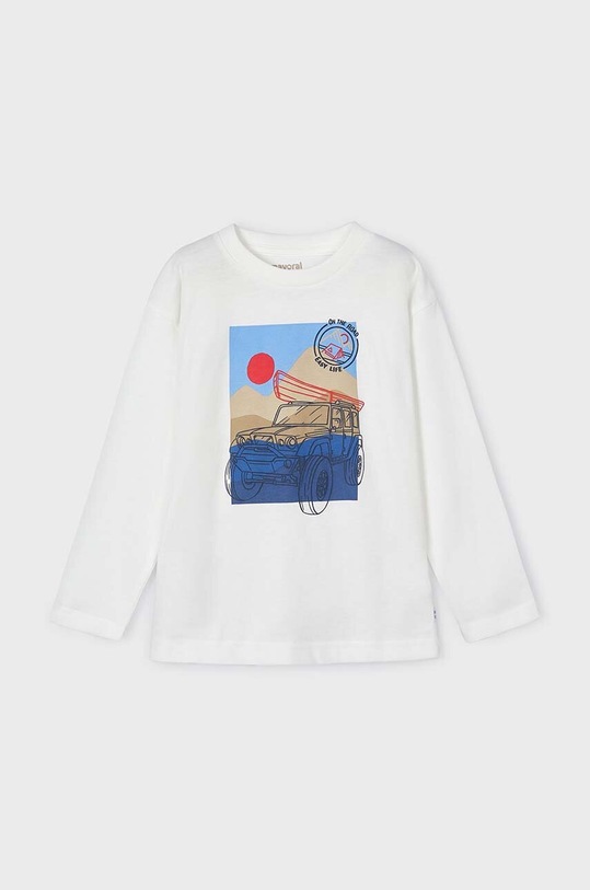 Παιδικό βαμβακερό μπλουζάκι Mayoral στάμπα μπεζ 3027.5D.Mini.PPYH