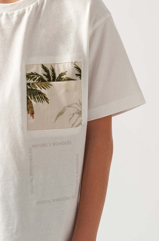 Παιδικό βαμβακερό μπλουζάκι Mayoral 6028.7A.Junior.PPYH μπεζ