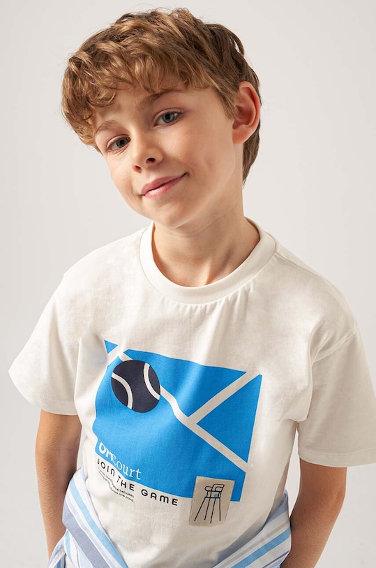 Παιδικό βαμβακερό μπλουζάκι Mayoral 6030.7C.Junior.PPYH μπεζ