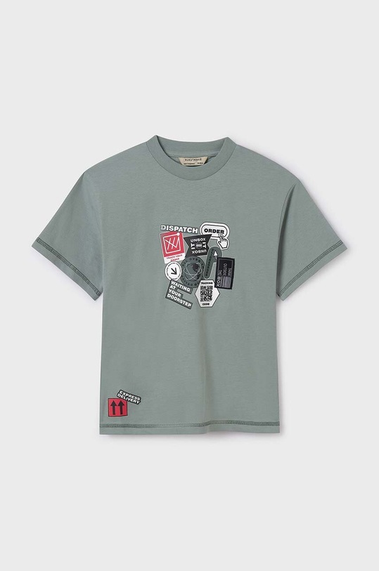 Mayoral t-shirt bawełniany dziecięcy 6044.7F.Junior.PPYH turkusowy SS24