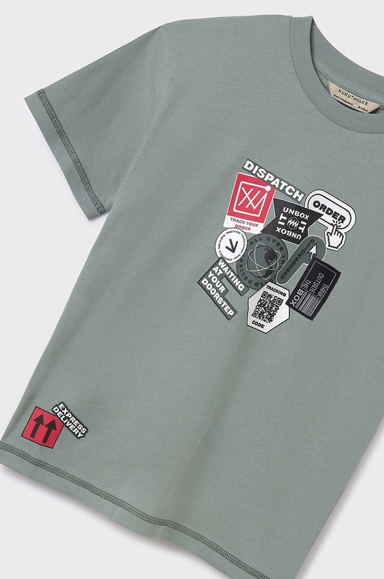 Mayoral t-shirt bawełniany dziecięcy turkusowy 6044.7F.Junior.PPYH