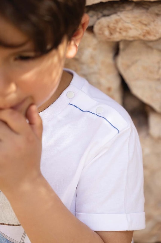 Бавовняна футболка для немовлят Tartine et Chocolat TY10051.80.94 блакитний