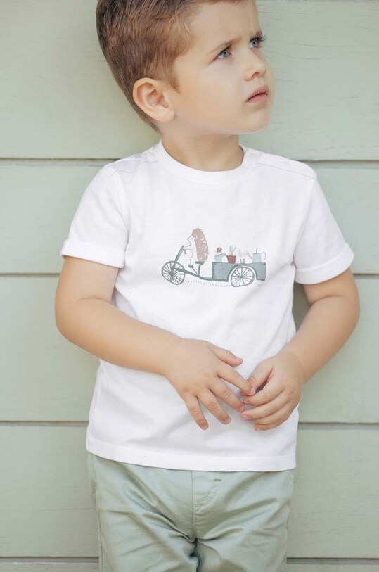 Tartine et Chocolat t-shirt bawełniany niemowlęcy nadruk zielony TY10051.80.94