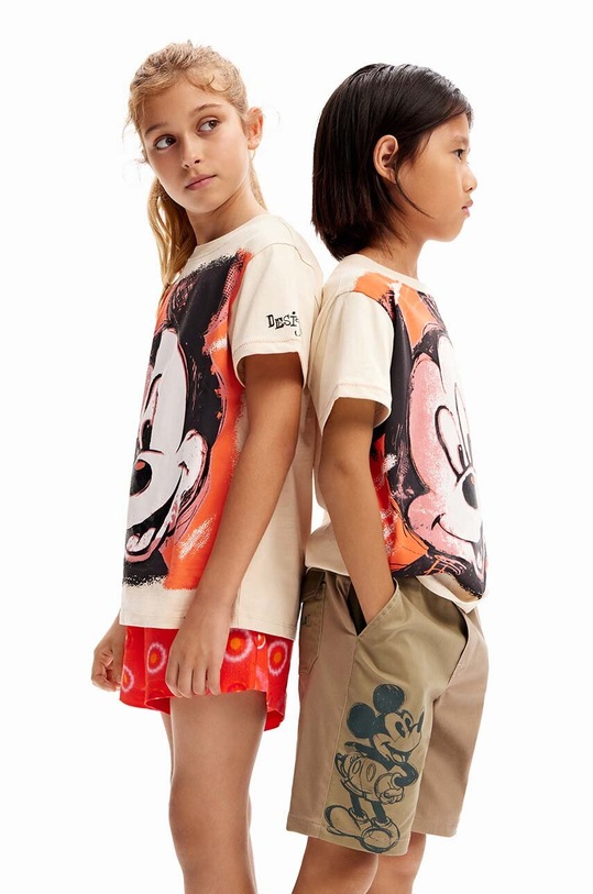 Desigual gyerek pamut póló x Mickey 24SBTK11 fehér