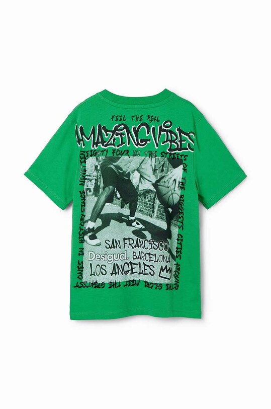 Băieți Desigual tricou de bumbac pentru copii 24SBTK06 verde