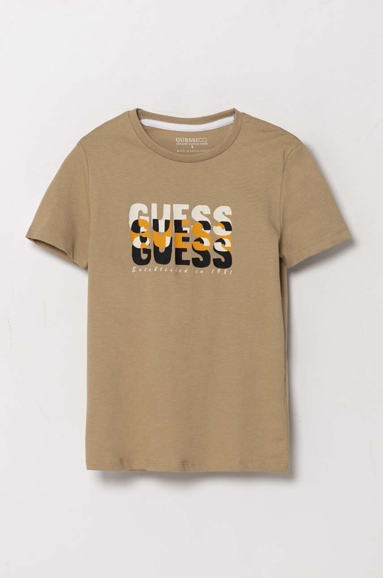 Guess t-shirt bawełniany dziecięcy nadruk beżowy L4GI02.K8HM4.PPYH