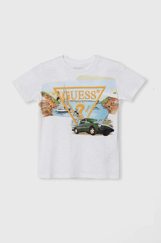 Guess t-shirt bawełniany dziecięcy nadruk biały L4GI17.K6XN4.PPYH