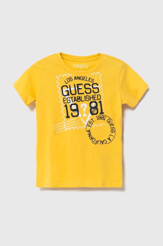 Guess t-shirt bawełniany nadruk żółty N4GI00.K8HM4.PPYH