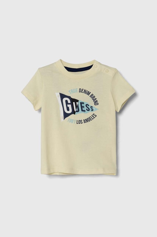 Guess t-shirt bawełniany dziecięcy nadruk żółty N4GI01.K8HM4.PPYH