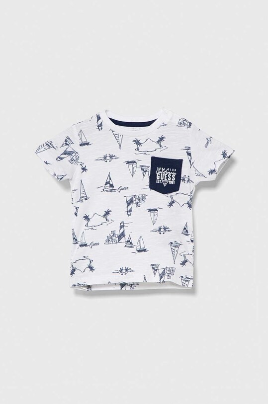 Guess t-shirt bawełniany dziecięcy wzorzyste biały N4GI03.K6XN1.PPYH