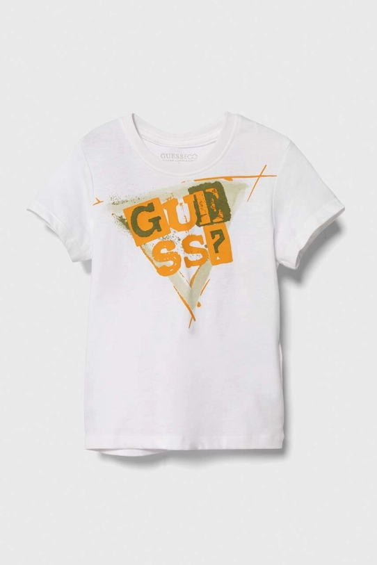 Guess t-shirt bawełniany dziecięcy nadruk biały N4GI11.K8HM4.PPYH