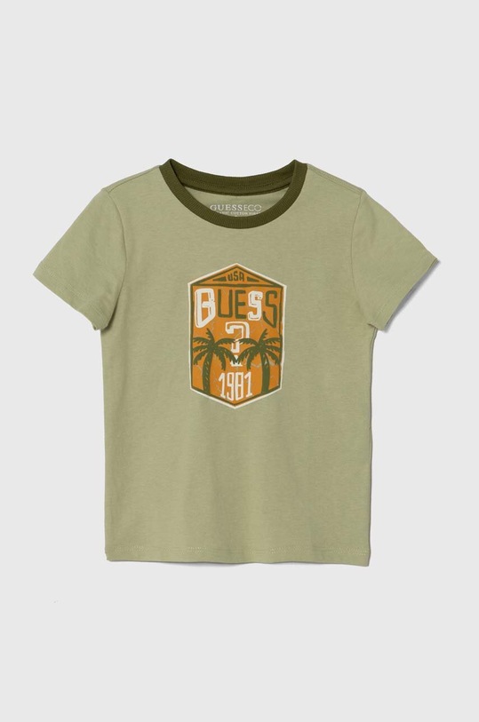 Guess t-shirt bawełniany dziecięcy nadruk zielony N4GI12.K8HM4.PPYH