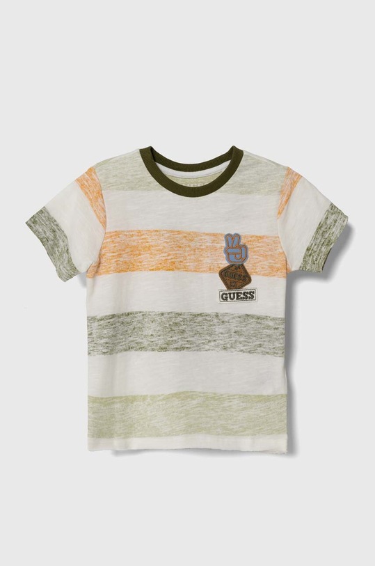 Guess t-shirt bawełniany dziecięcy wzorzyste zielony N4GI14.K6XN1.PPYH
