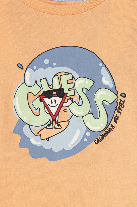 Chłopiec Guess t-shirt bawełniany dziecięcy N4GI19.K8HM4.PPYH pomarańczowy