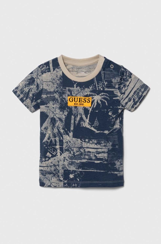 Guess t-shirt bawełniany dziecięcy wzorzyste niebieski N4GI24.K8HM3.PPYH