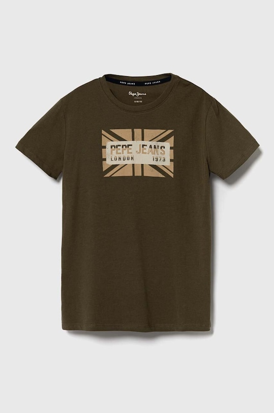 Παιδικό βαμβακερό μπλουζάκι Pepe Jeans RANDAL στάμπα πράσινο PB503846