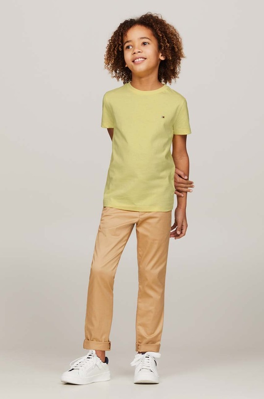 Хлопчик Дитяча бавовняна футболка Tommy Hilfiger KB0KB06879.128.176.PPYH жовтий